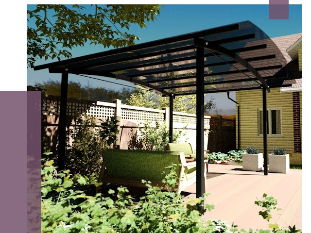 Навесы для террасы в Ломоносове от 13062 руб. под ключ | ПРОЛЁТ-Лмн