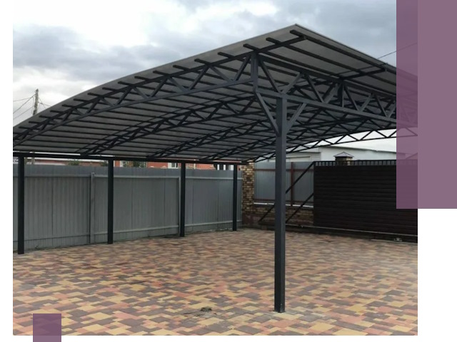 Металлические навесы под ключ в Ломоносове — изготовление и монтаж