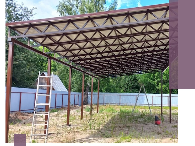 Односкатные навесы под ключ в Ломоносове — изготовление и монтаж